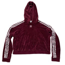 Adidas Velour Womens Hoodie Burgundy and White (S)