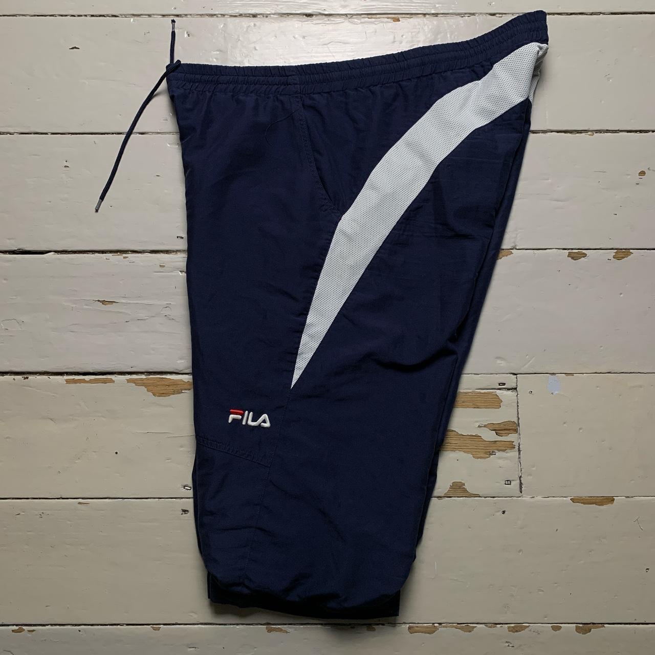 Fila Vintage Baggy Shell Track Pant Shorts Navy White and Red