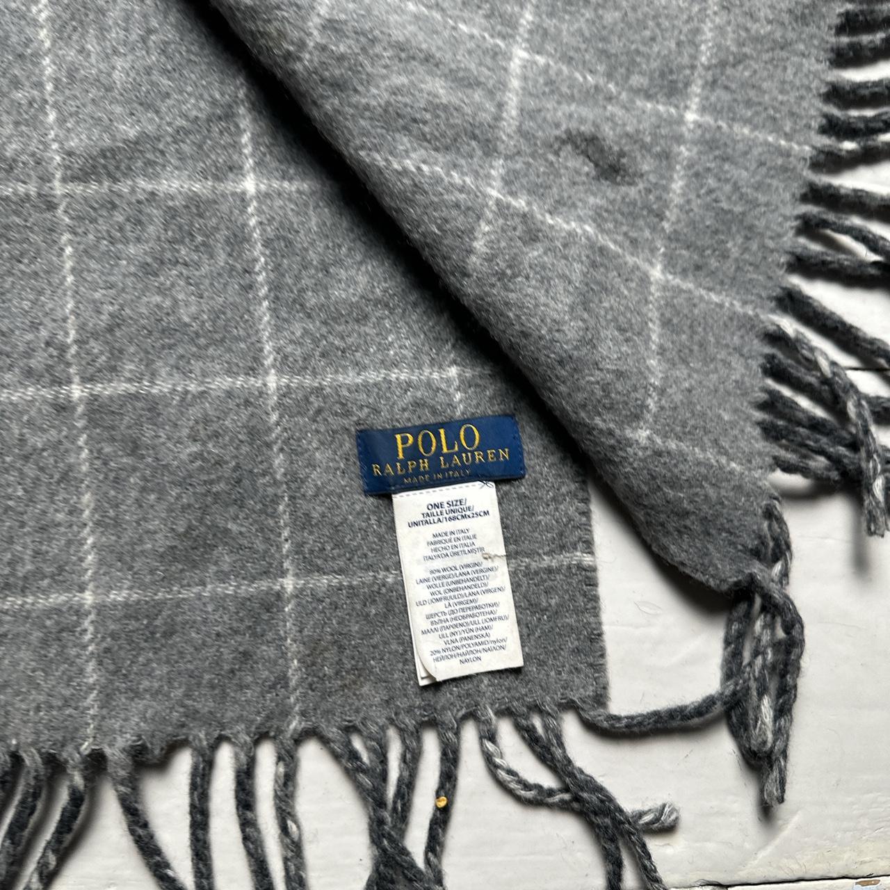 Ralph Lauren Polo Vintage Grey Checked Wool Scarf