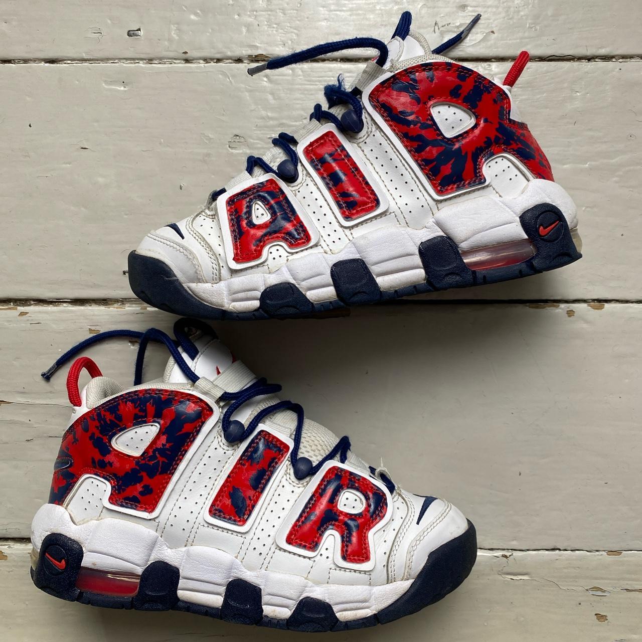 Nike Air More Uptempo White Red and Blue Camouflage