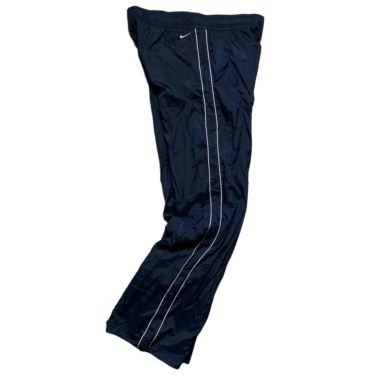 Nike Athletic Department Vintage Navy and White Shell Trackpant Bottoms (M)