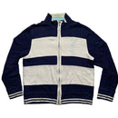 YSL Yves Saint Laurent Vintage Zip Jumper Navy Cream and Baby Blue (2XL)