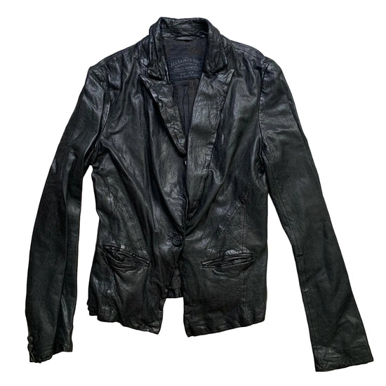 All Saints Black Womens Leather Jacket (UK 10)