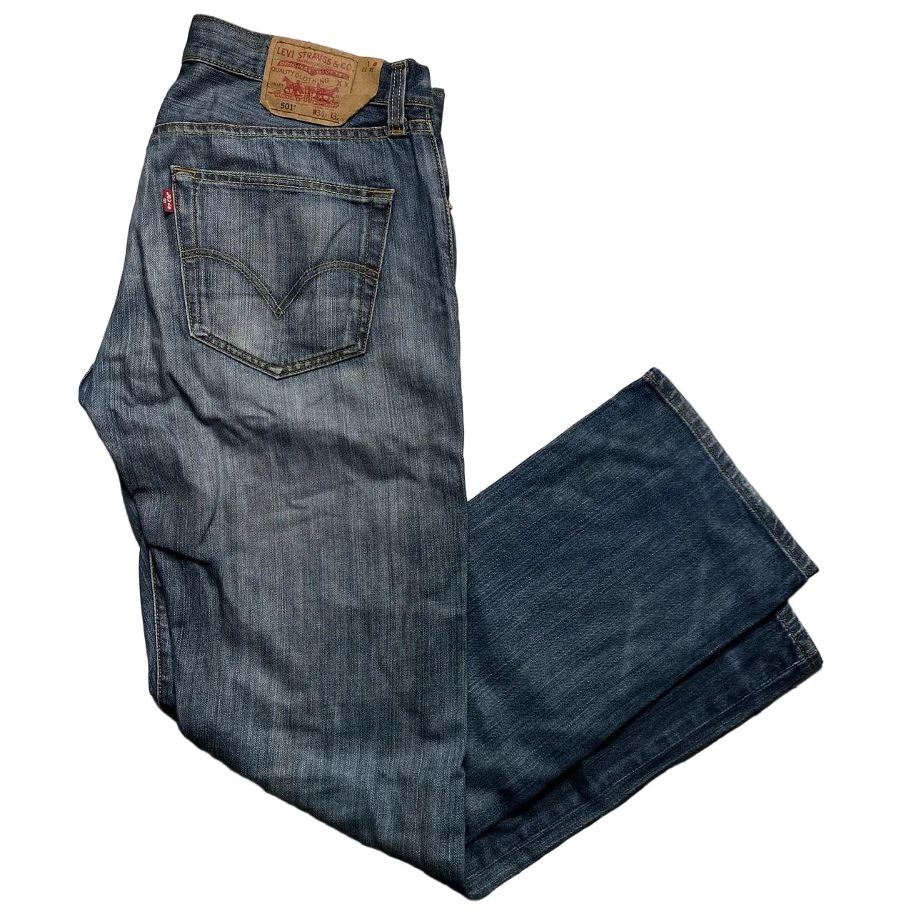 Levis 501 Baggy Vintage Stonewashed Grey Blue Jeans (34W)