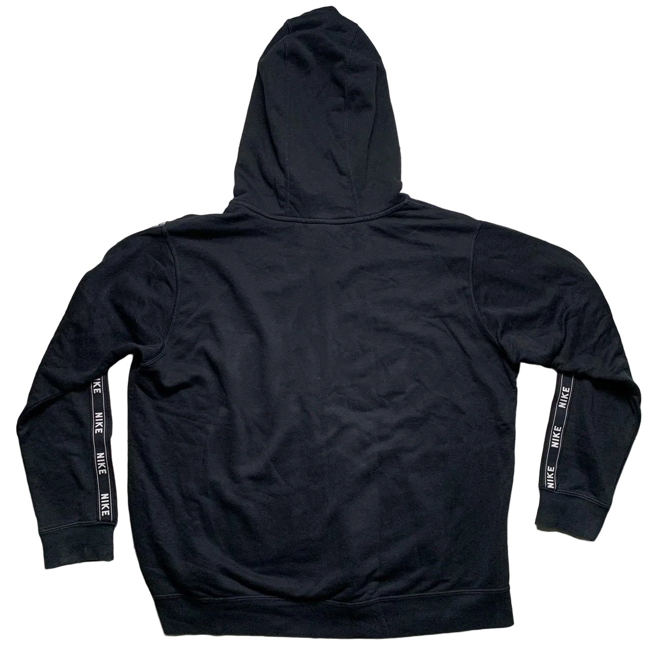 Nike Black and White Swoosh Tape Repeat Logo Hoodie (XL)