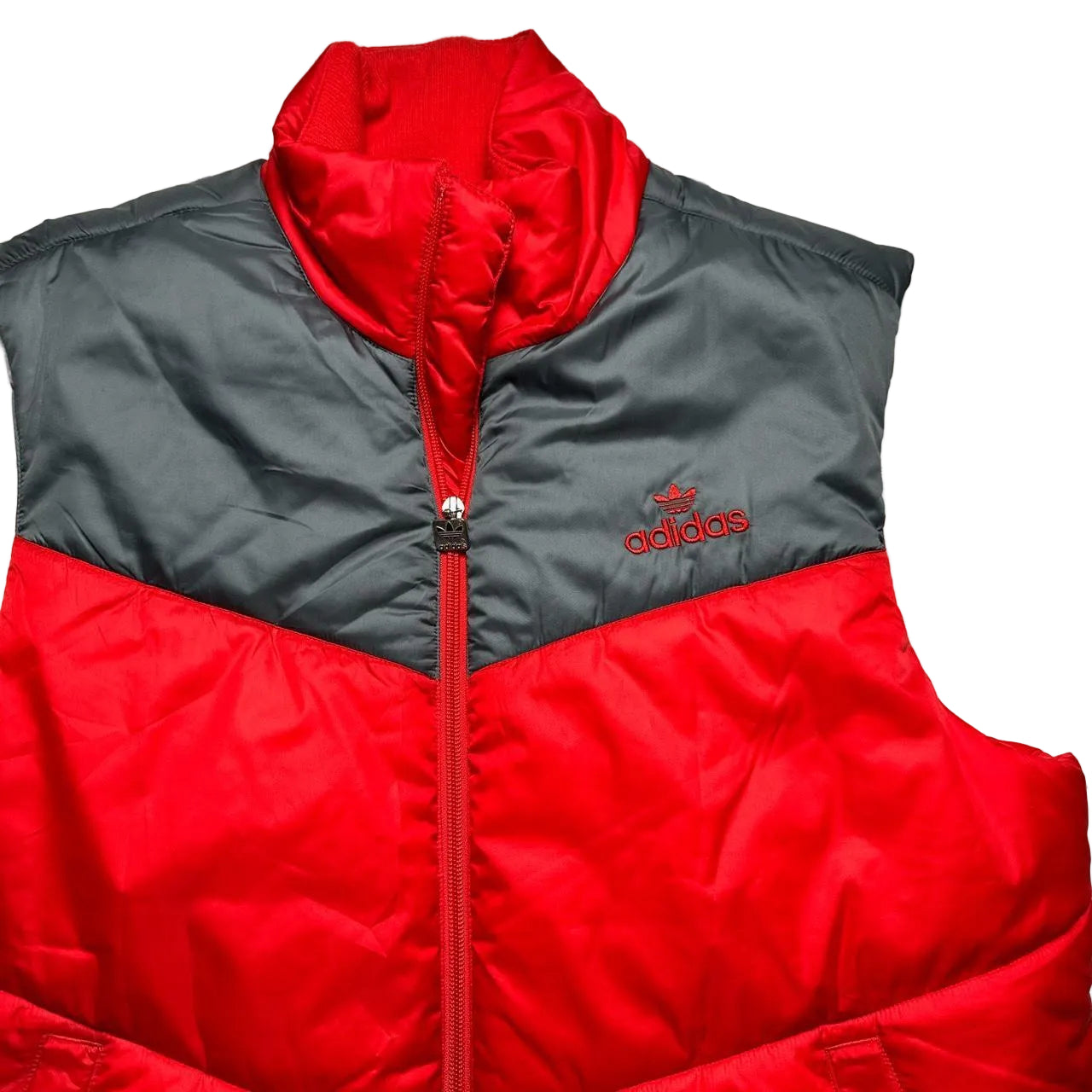 Adidas Originals Red and Grey Gilet Bodywarmer (M)