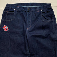 FUBU Vintage Carpenter Baggy Hip Hop Cargo Navy White Stitch Jeans