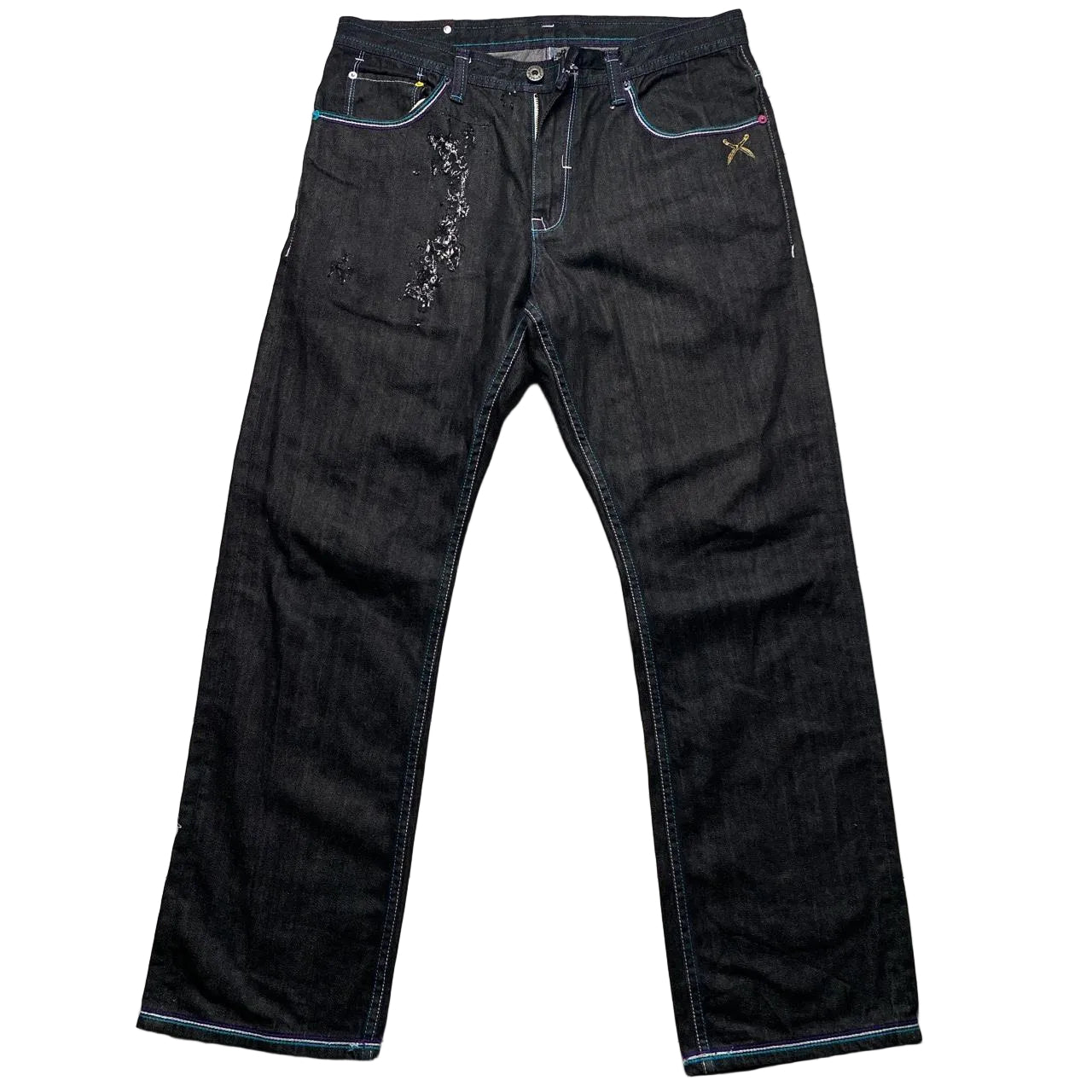 Artful Dodger ダークデニム 34 Artful Dodger Horrible Death Jeans Riped Pocket 34 X 32 | eBay
