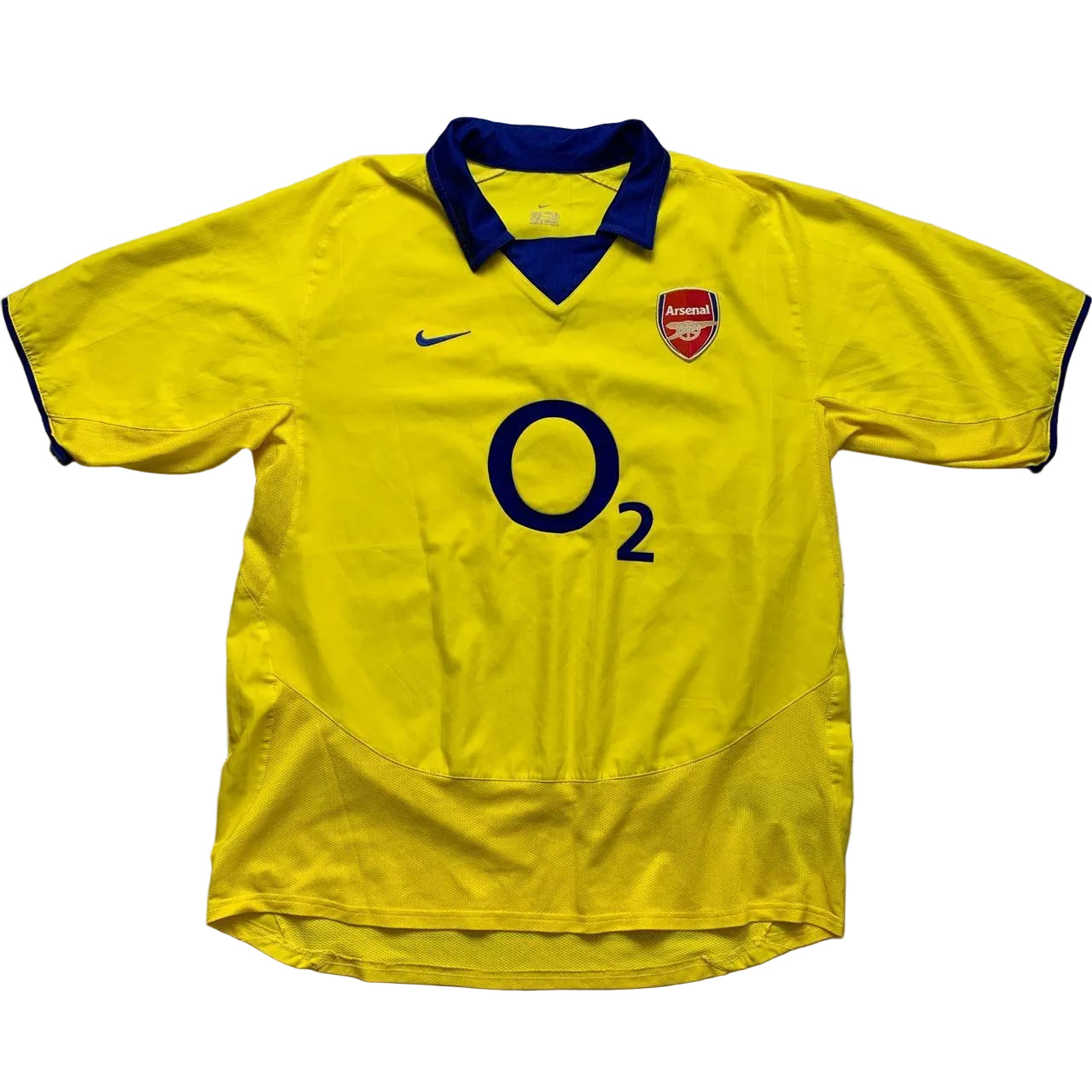 Nike Arsenal Vintage O2 2003 04 Yellow and Blue Football Jersey (XL)