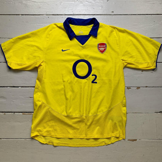 Nike Arsenal Vintage O2 2003 04 Yellow and Blue Football Jersey