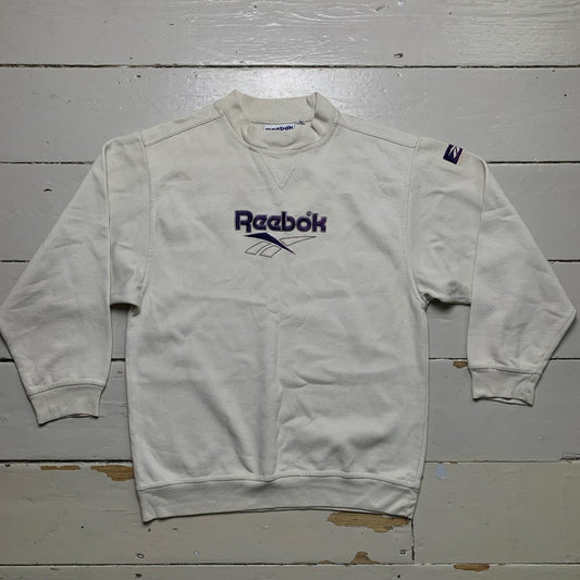 Reebok Vintage Cream White and Navy 90’s Jumper