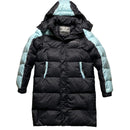 Benjart Bubble Puffer Parka Long Coat Black and Baby Blue (XS)