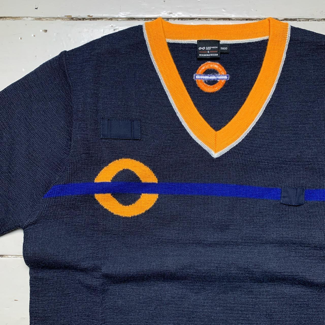 London Underground Overground Navy and Orange V Neck Jumper