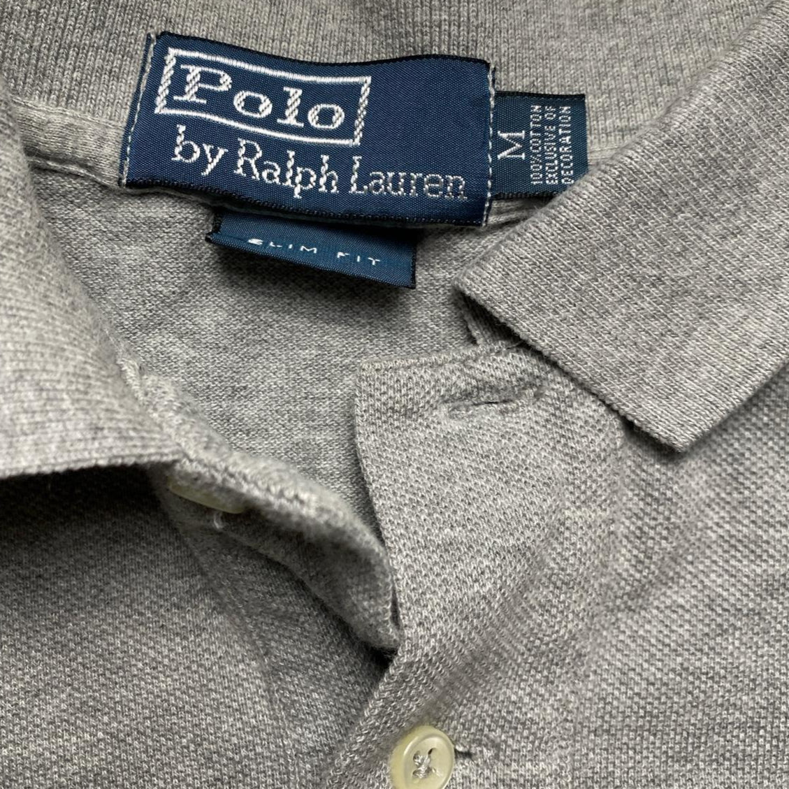 Polo Ralph Lauren Grey and Navy Short Sleeve Polo Shirt (M)
