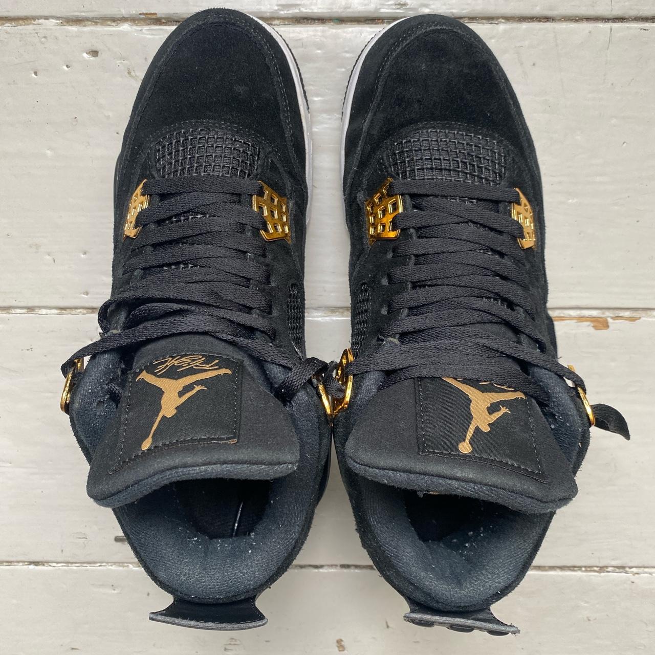 Jordan 4 Royalty Metallic Gold and Black Suede