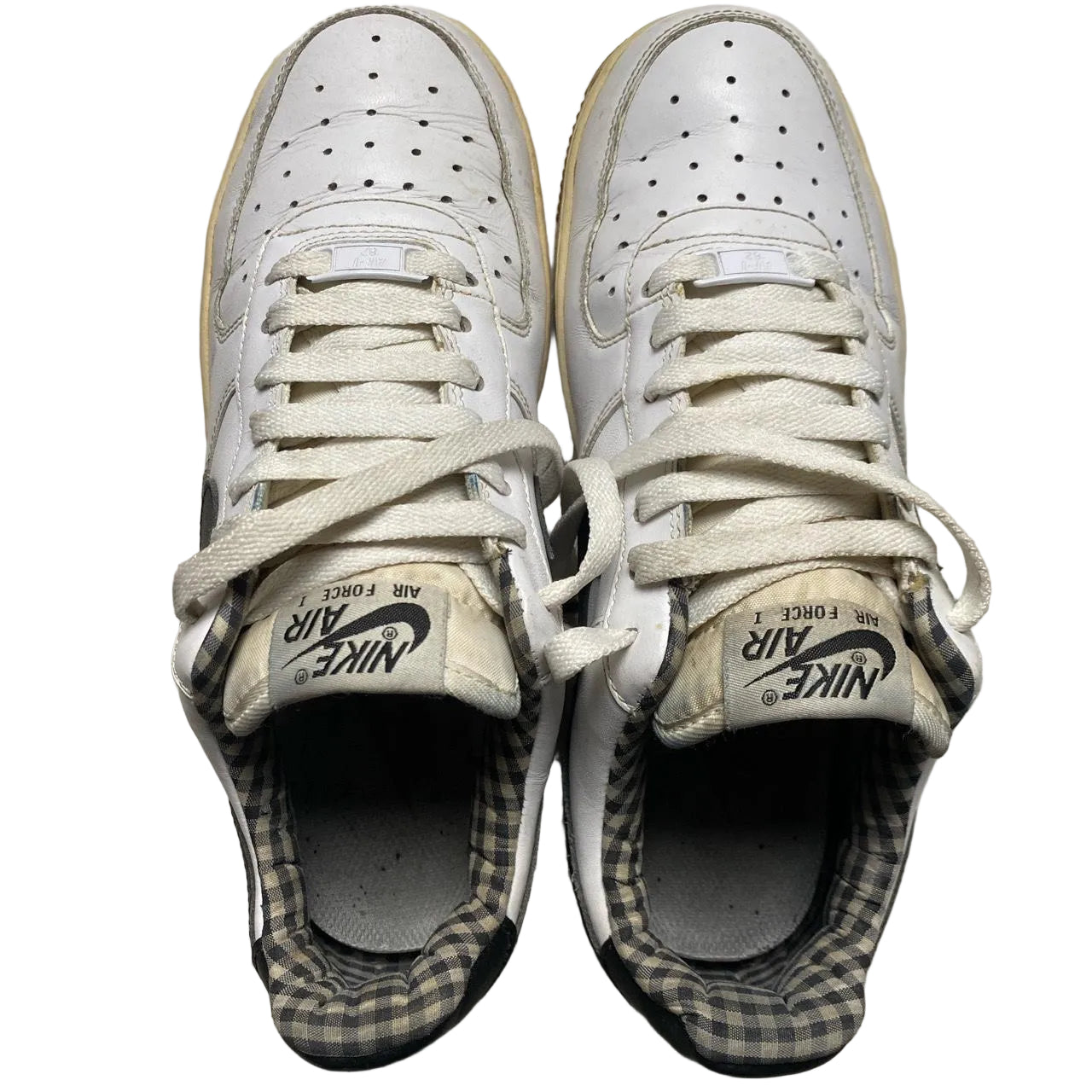 Nike Air Force 1 White and Black Gum Sole Checkered Interior (UK 6)