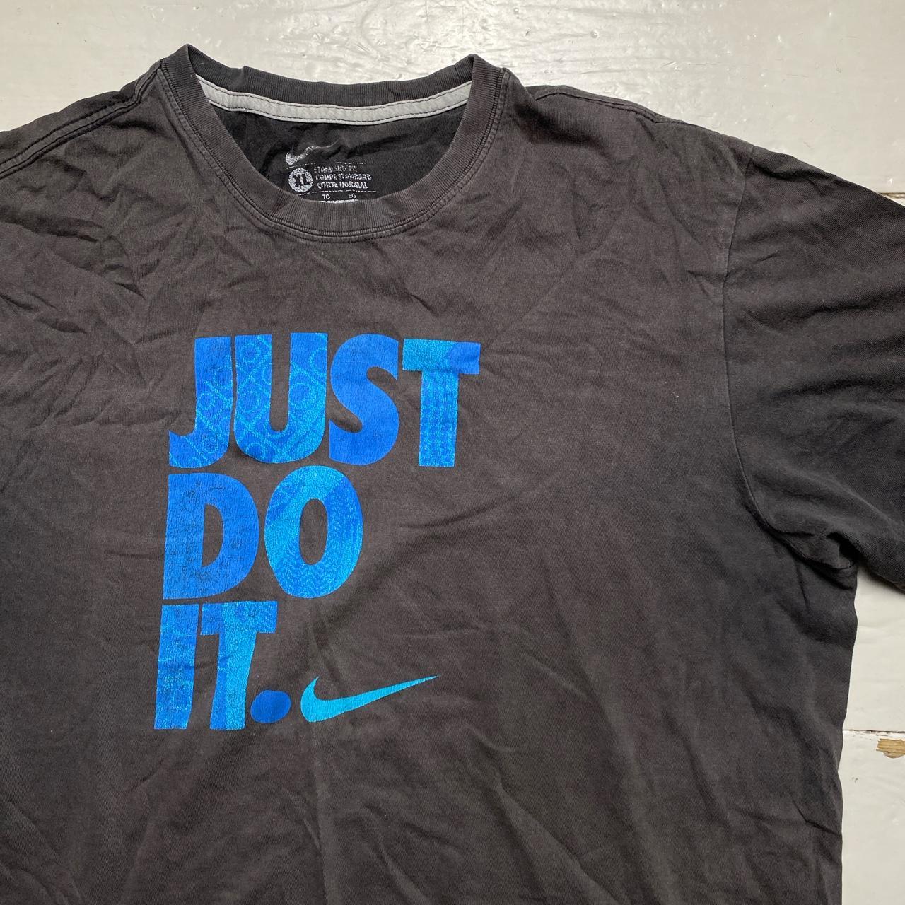 Nike Just Do It Vintage T Shirt Grey and Blue