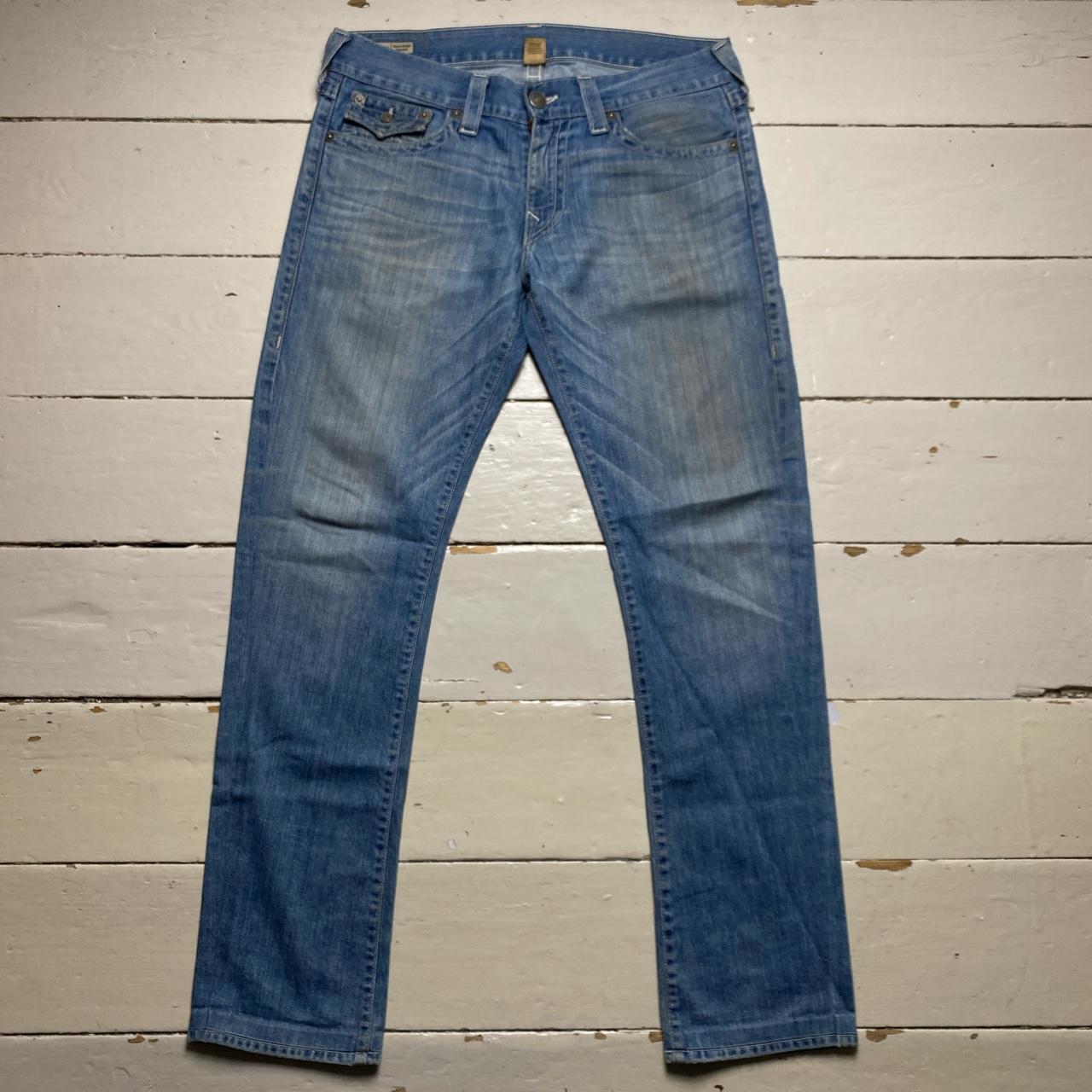 True Religion Ricky Blue and White Stitch Jeans