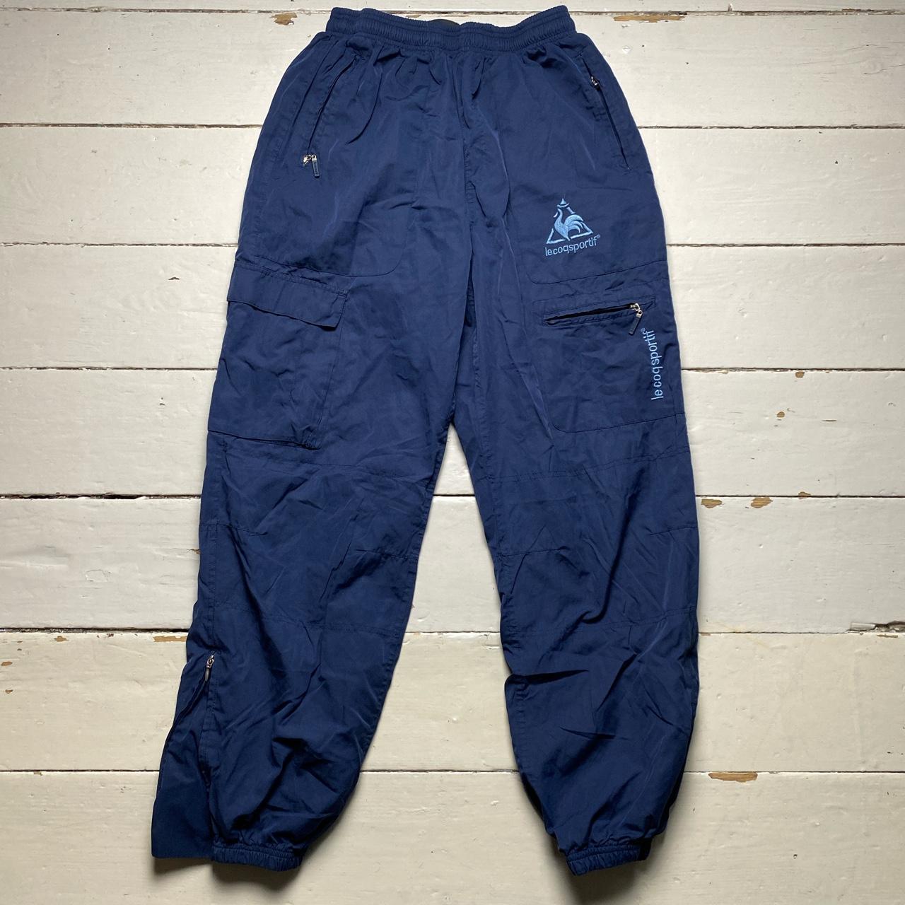 Le Coq Sportif Vintage Navy and Blue Baggy Shell Track Pant Bottoms