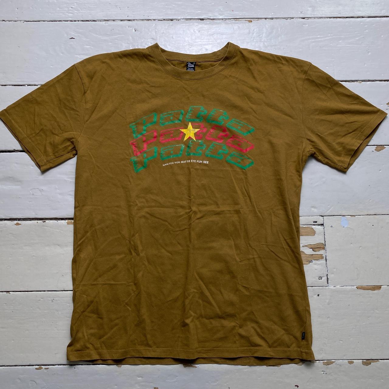 Patta Repeat Spellout Suriname Rasta Colour Khaki T Shirt