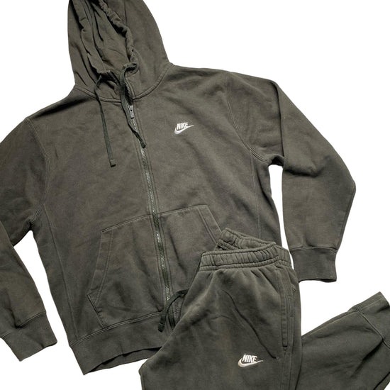 Nike Khaki Green and White Swoosh Full Tracksuit (M)
