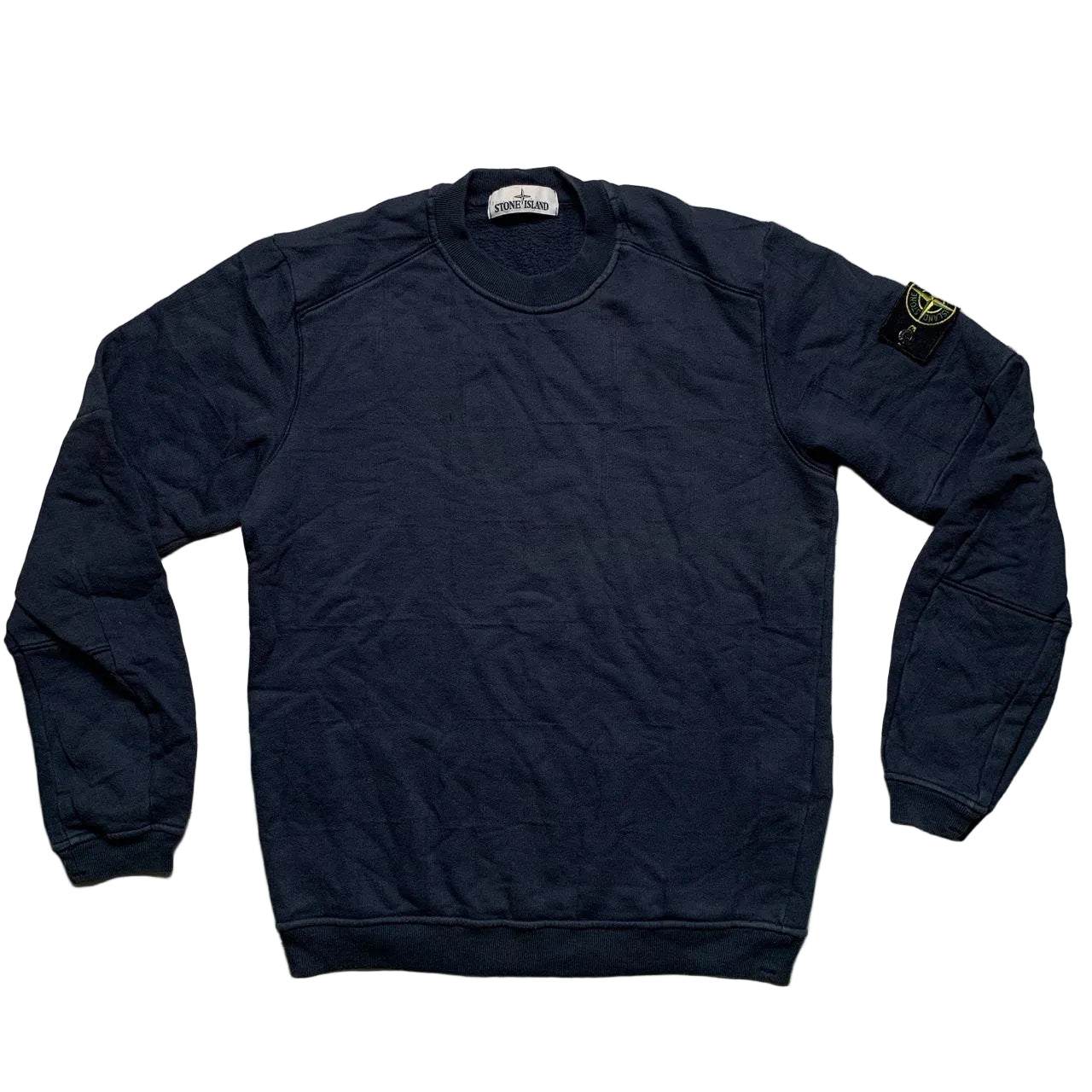 Stone Island Navy Crewneck Square Outline Repeat Jumper