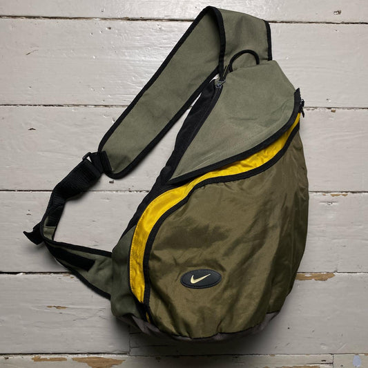 Nike Vintage 90’s 00’s Sling Cross Body Bag Khaki Green Black and Yellow