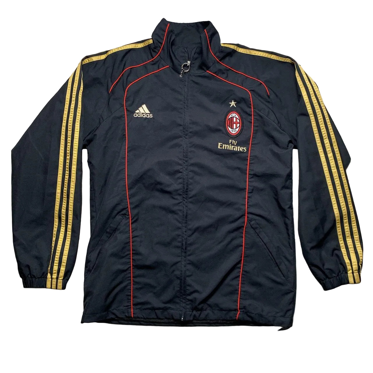 AC Milan Football Vintage Black Gold and Red Shell Tracksuit (L)
