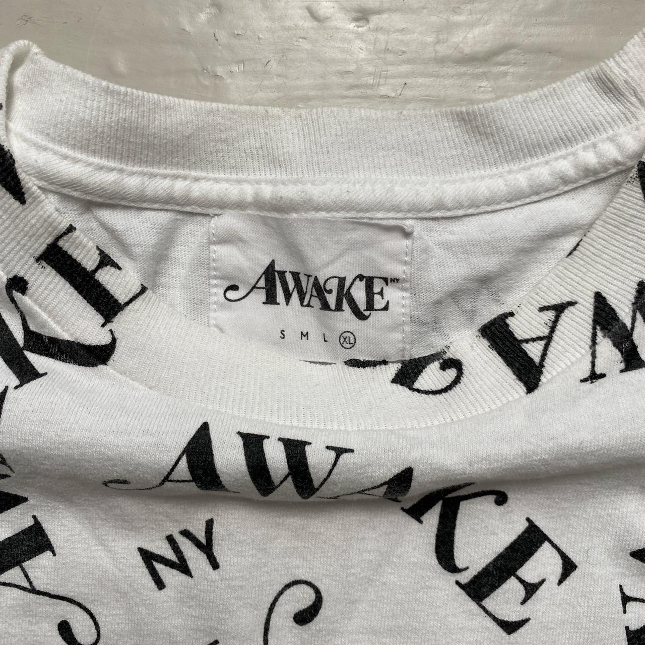 Awake NY Repeat Logo White and Black T Shirt