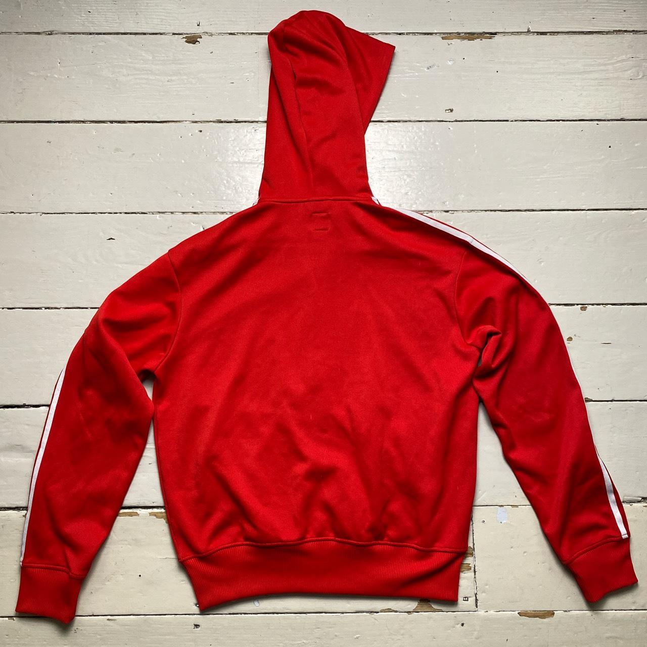 Adidas Originals Red and White 3 Stripe Hoodie