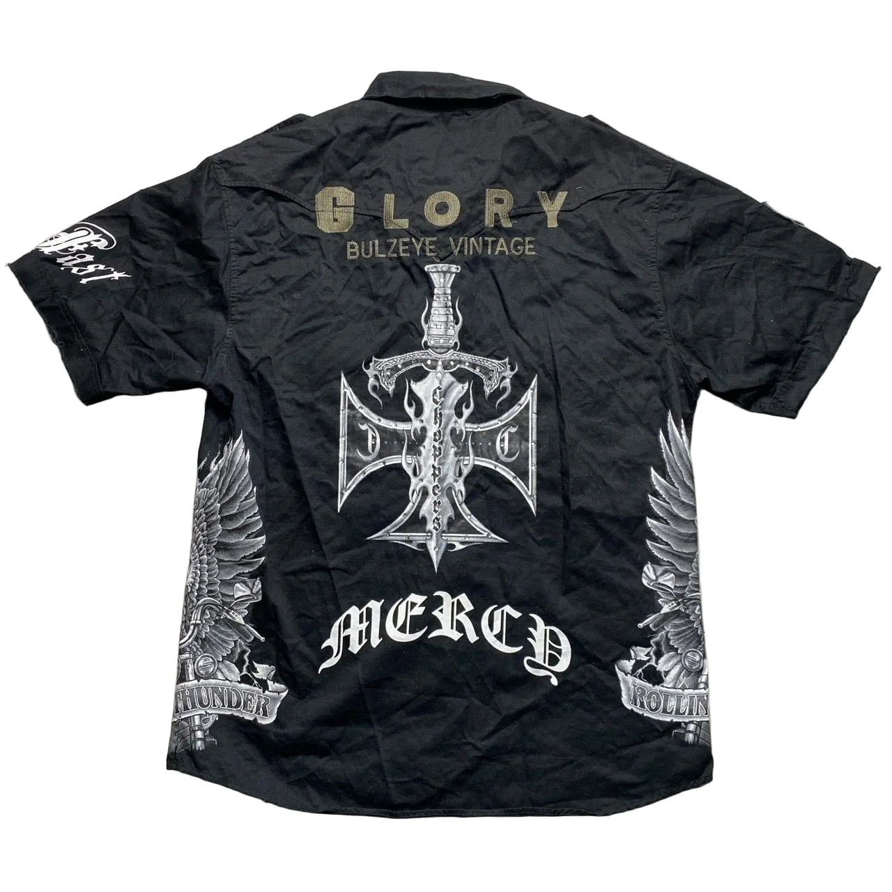 Glory Bulzeye Vintage Choppers Vintage Motorcycle Biker Shirt (XL)