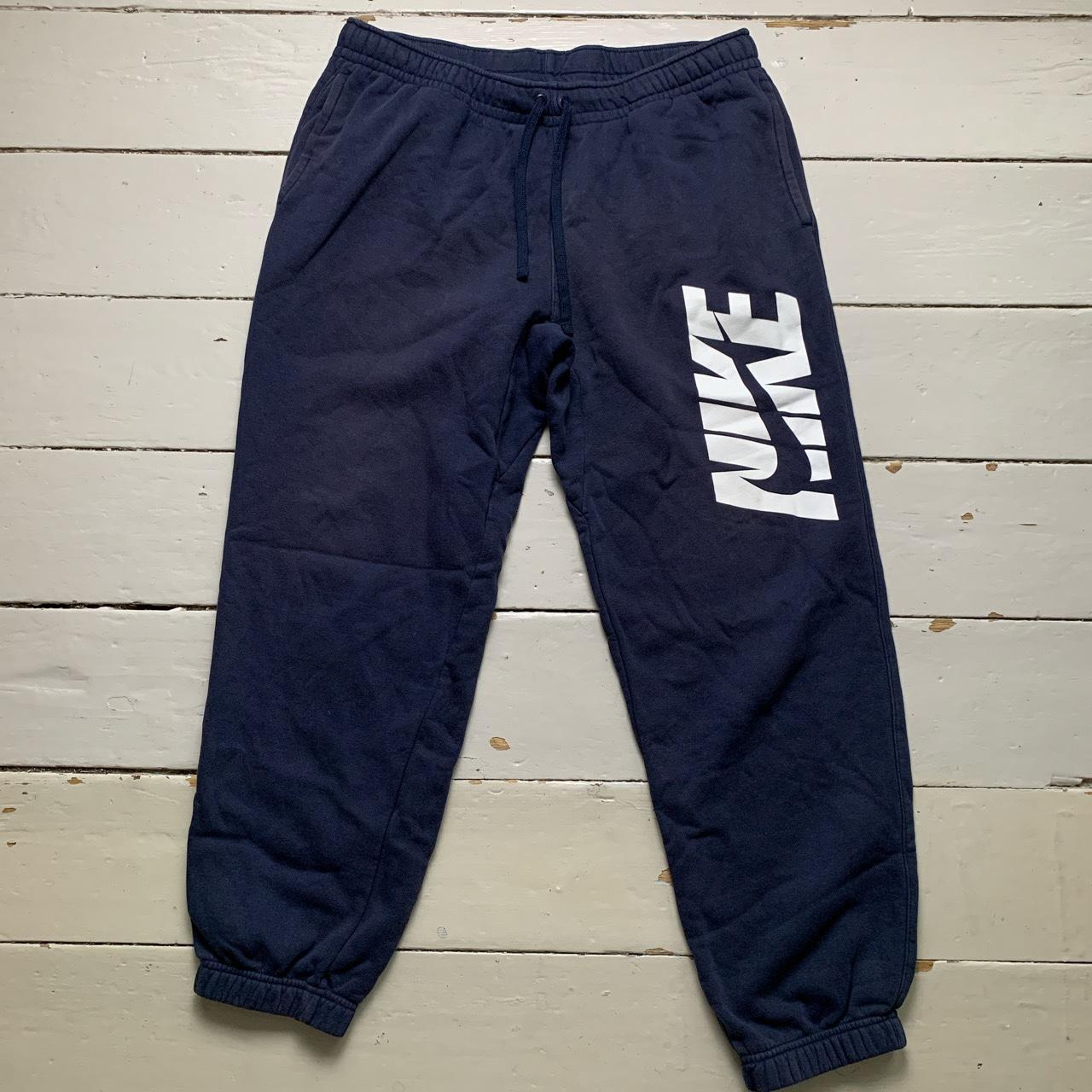 Nike Club Spellout Navy and White Joggers