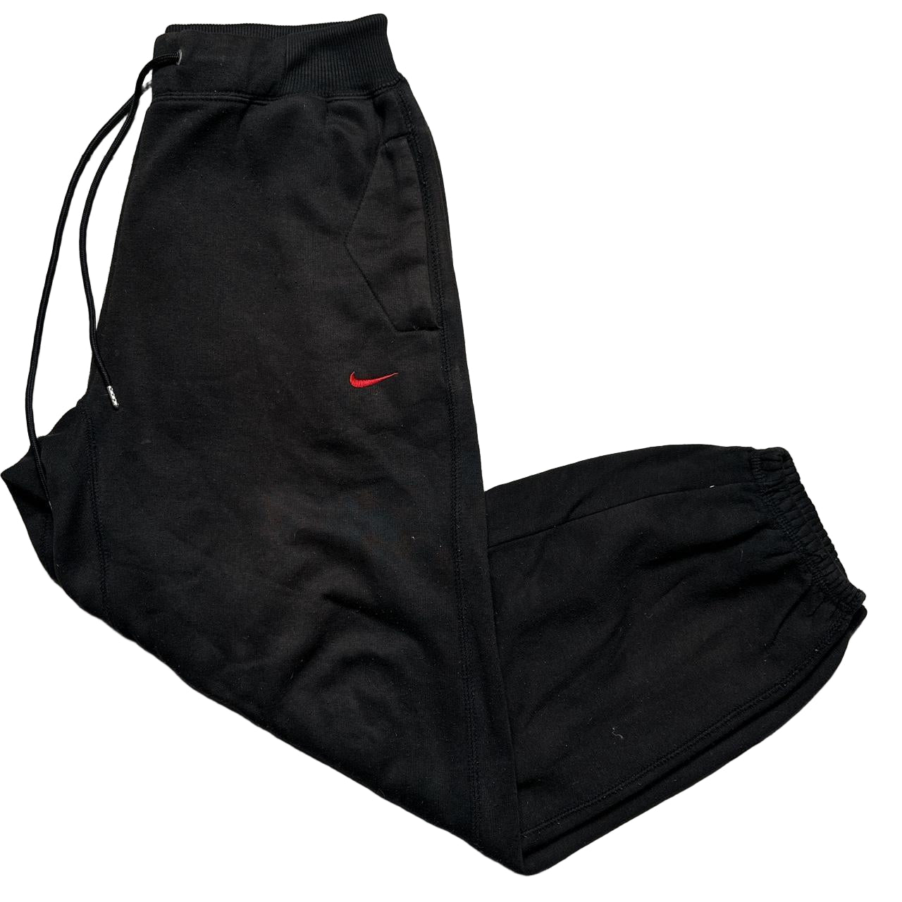Nike Vintage Black and Red Swoosh Baggy Joggers (M)