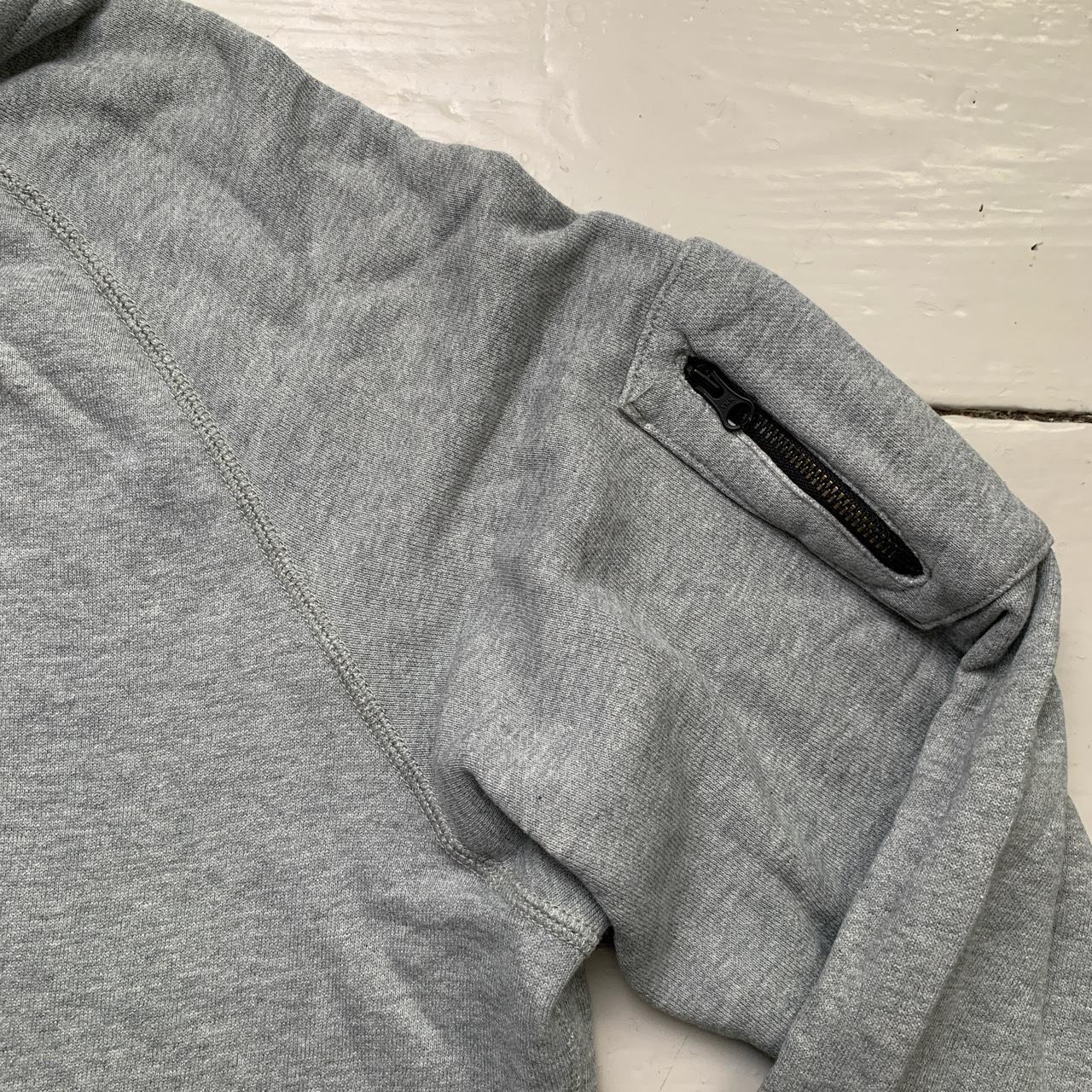 Nike Grey and White Swoosh Hoodie Zip Arm Pocket