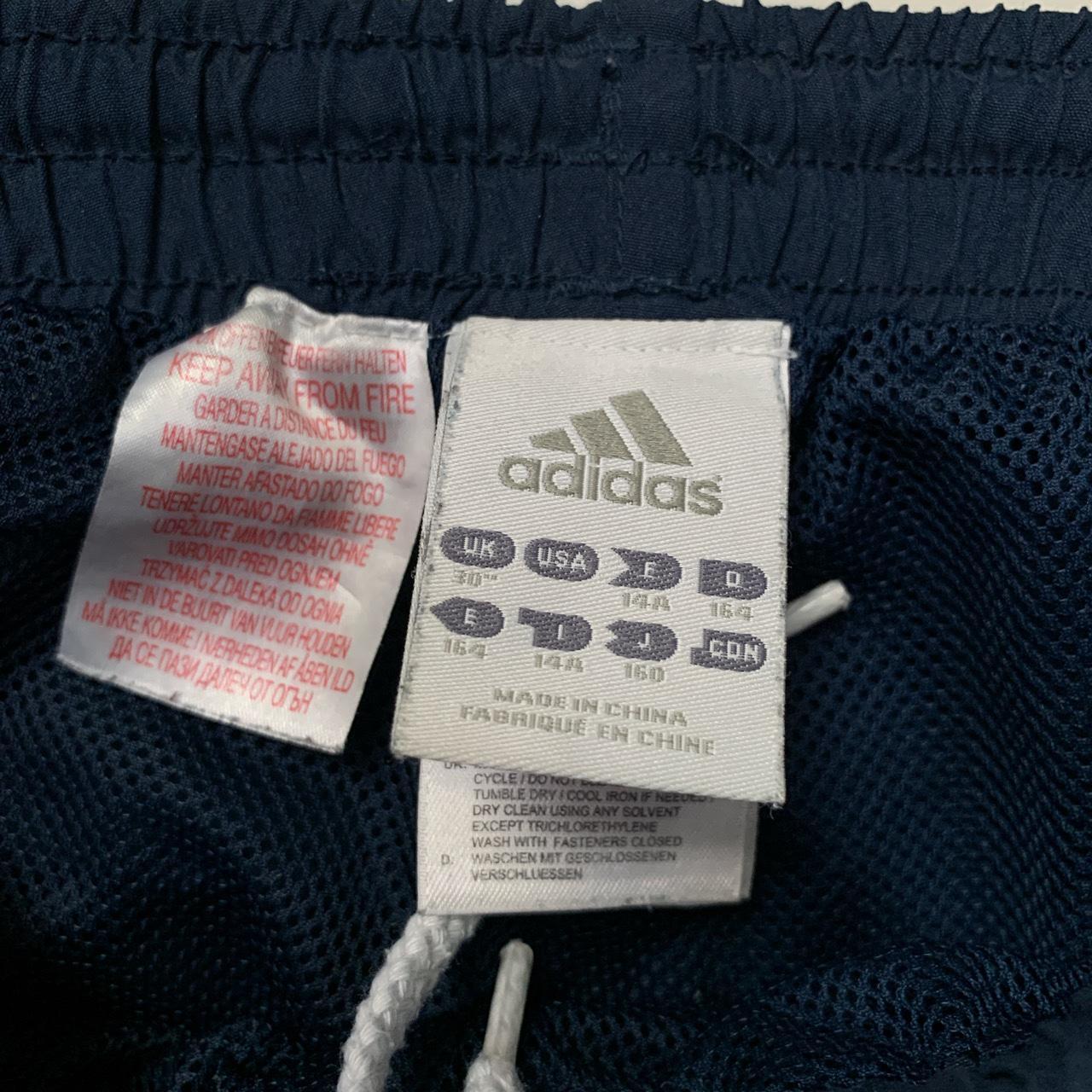 Adidas Navy and White Shell Trackpant Bottoms