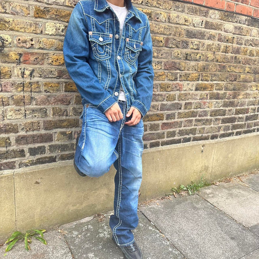 True Religion Denim Big White Stitch Navy Suit