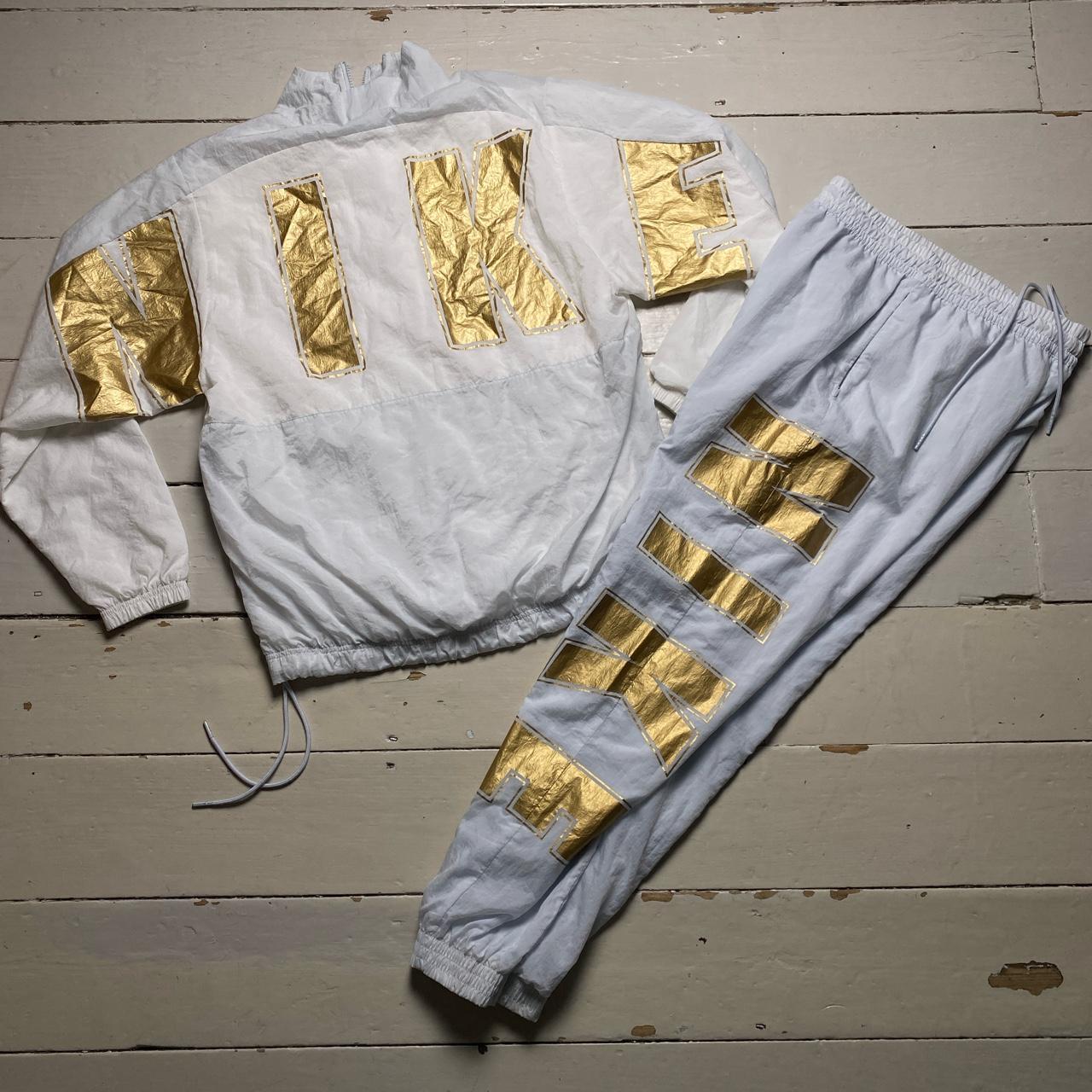 Nike Shell Baggy Tracksuit White Silver Gold