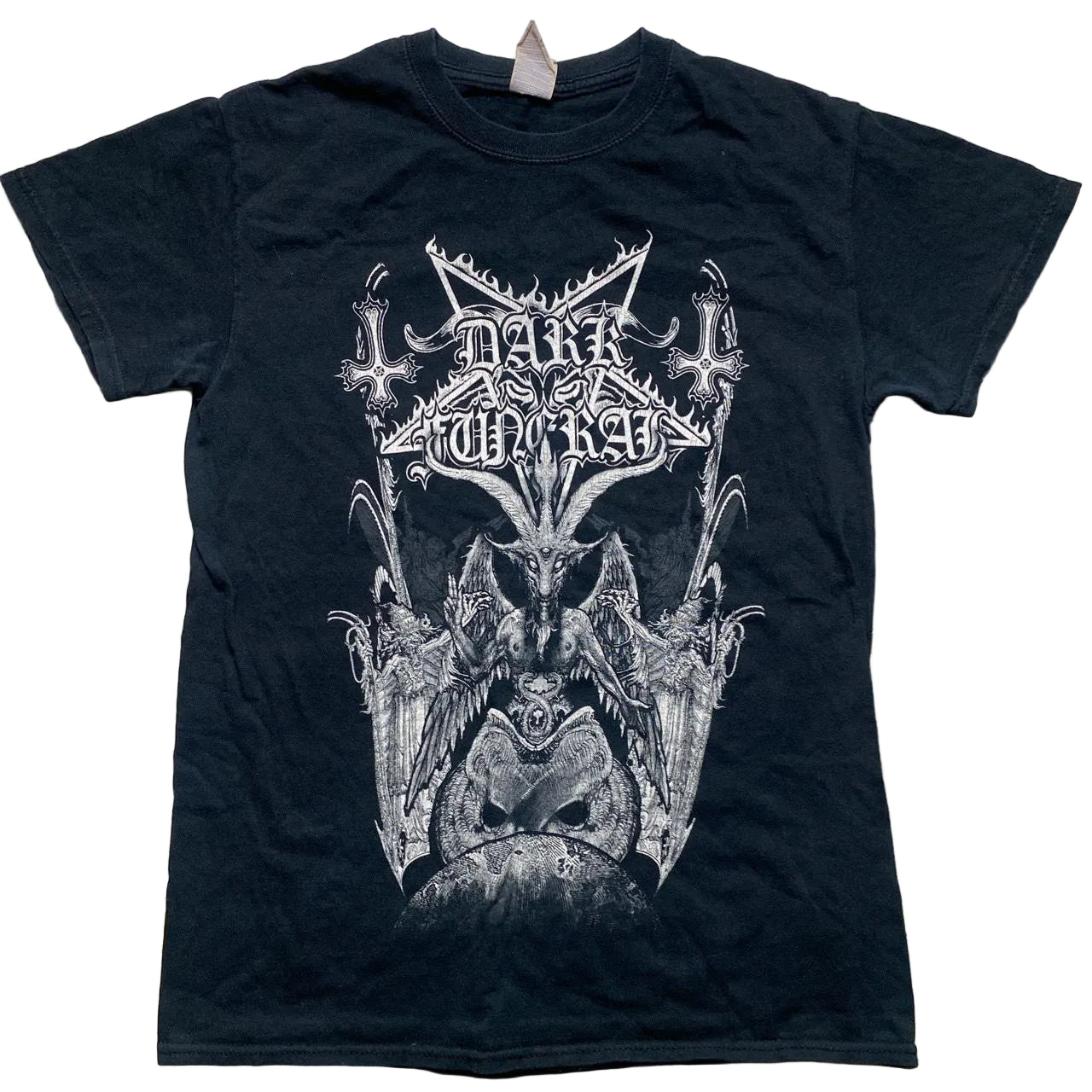 Dark Funeral Heavy Metal Goth Grunge T Shirt Black and White (S)