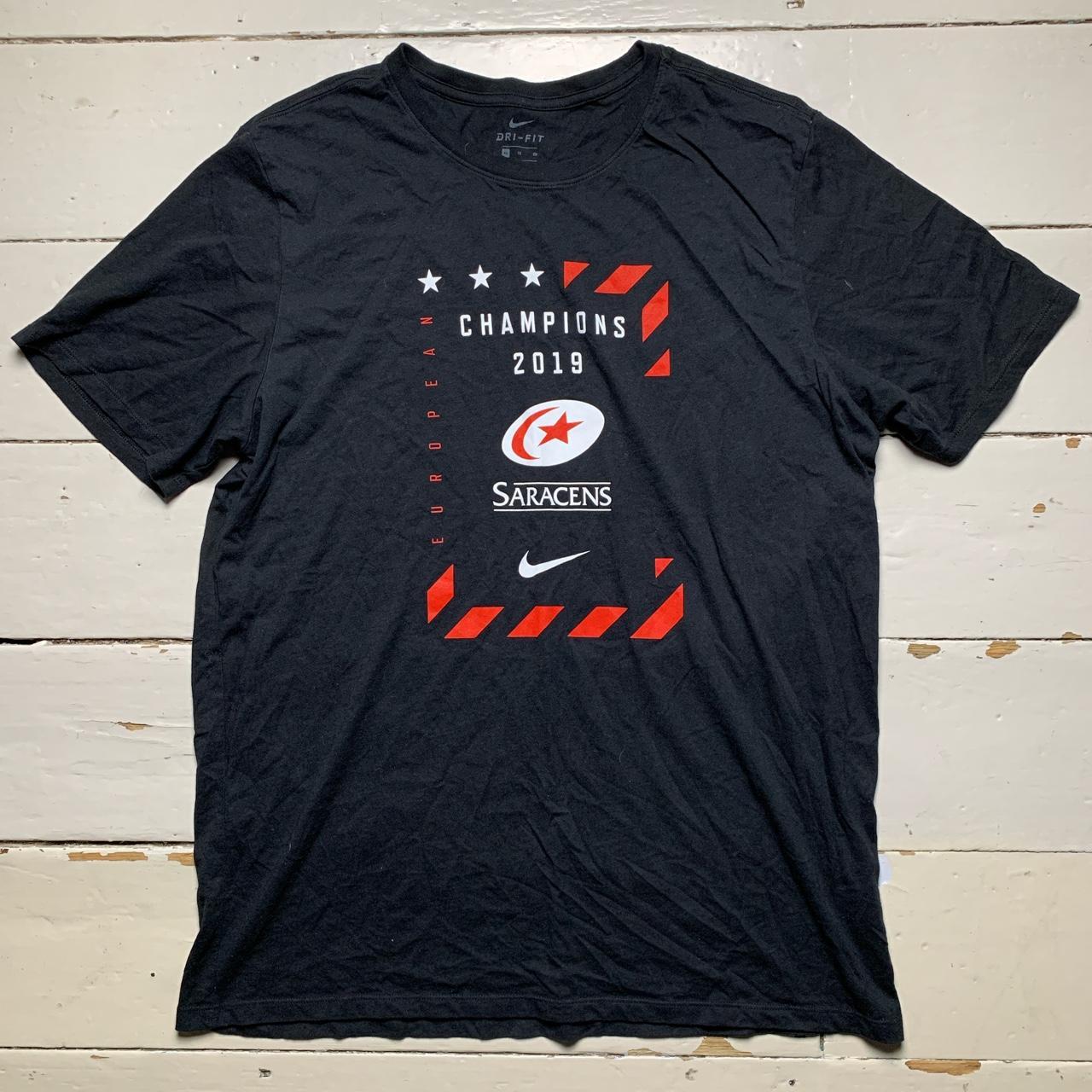 Nike Saracens Black White and Red T Shirt