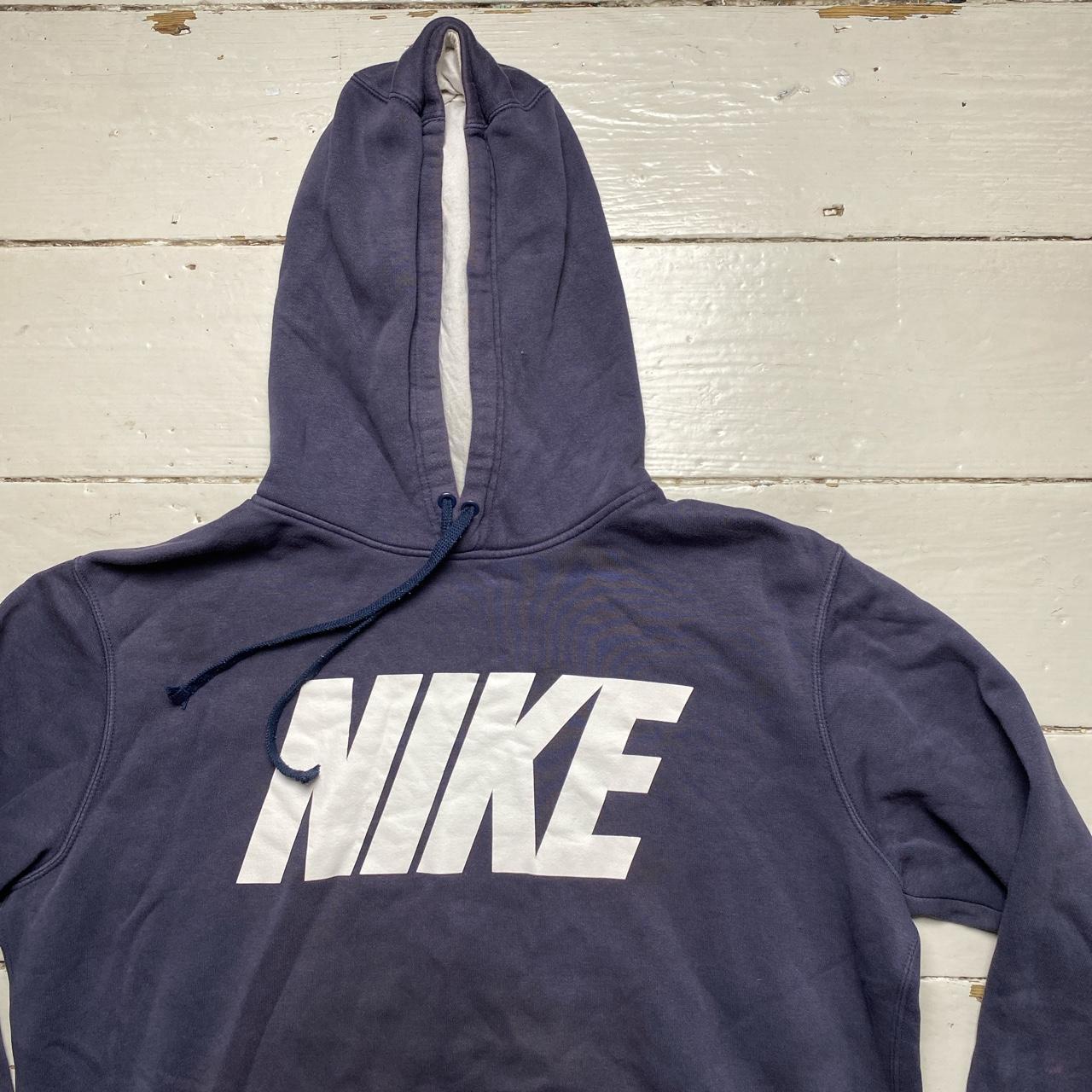 Nike Club Spellout Navy and White Hoodie