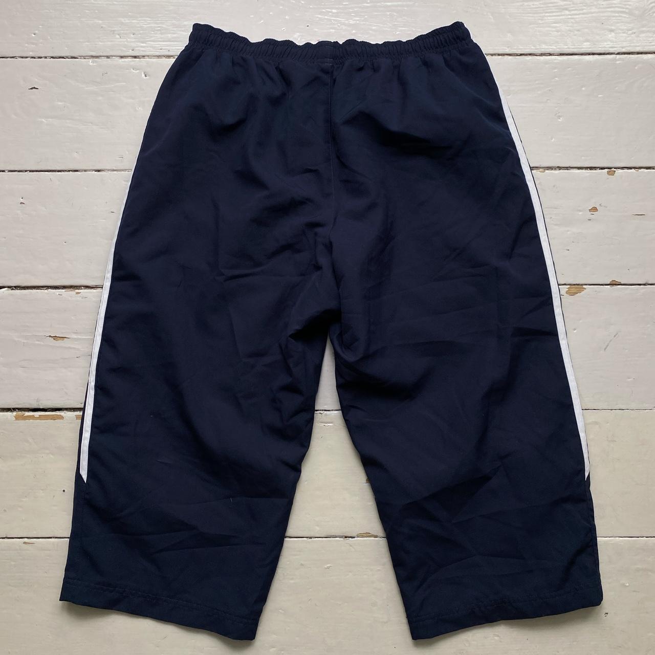 Adidas Navy and White Baggy Shell Track Pant 3/4 Shorts