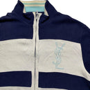 YSL Yves Saint Laurent Vintage Zip Jumper Navy Cream and Baby Blue (2XL)