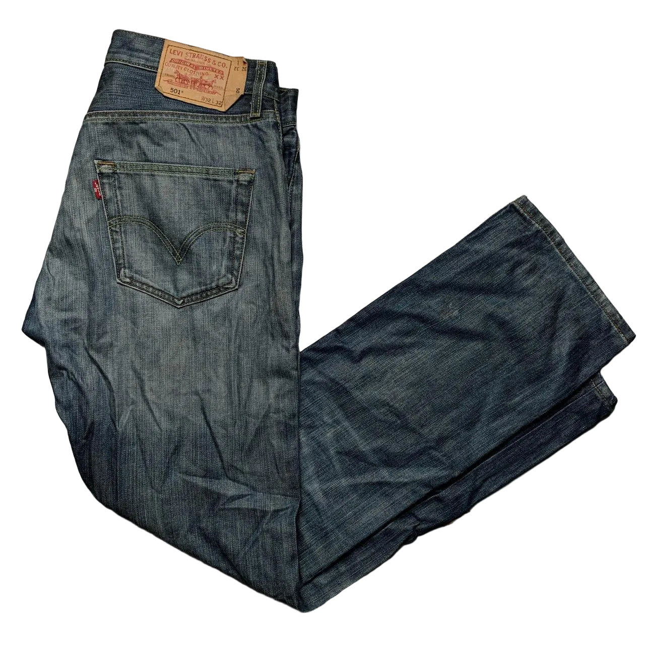 Levis Stonewashed Blue Grey Jeans (32W)