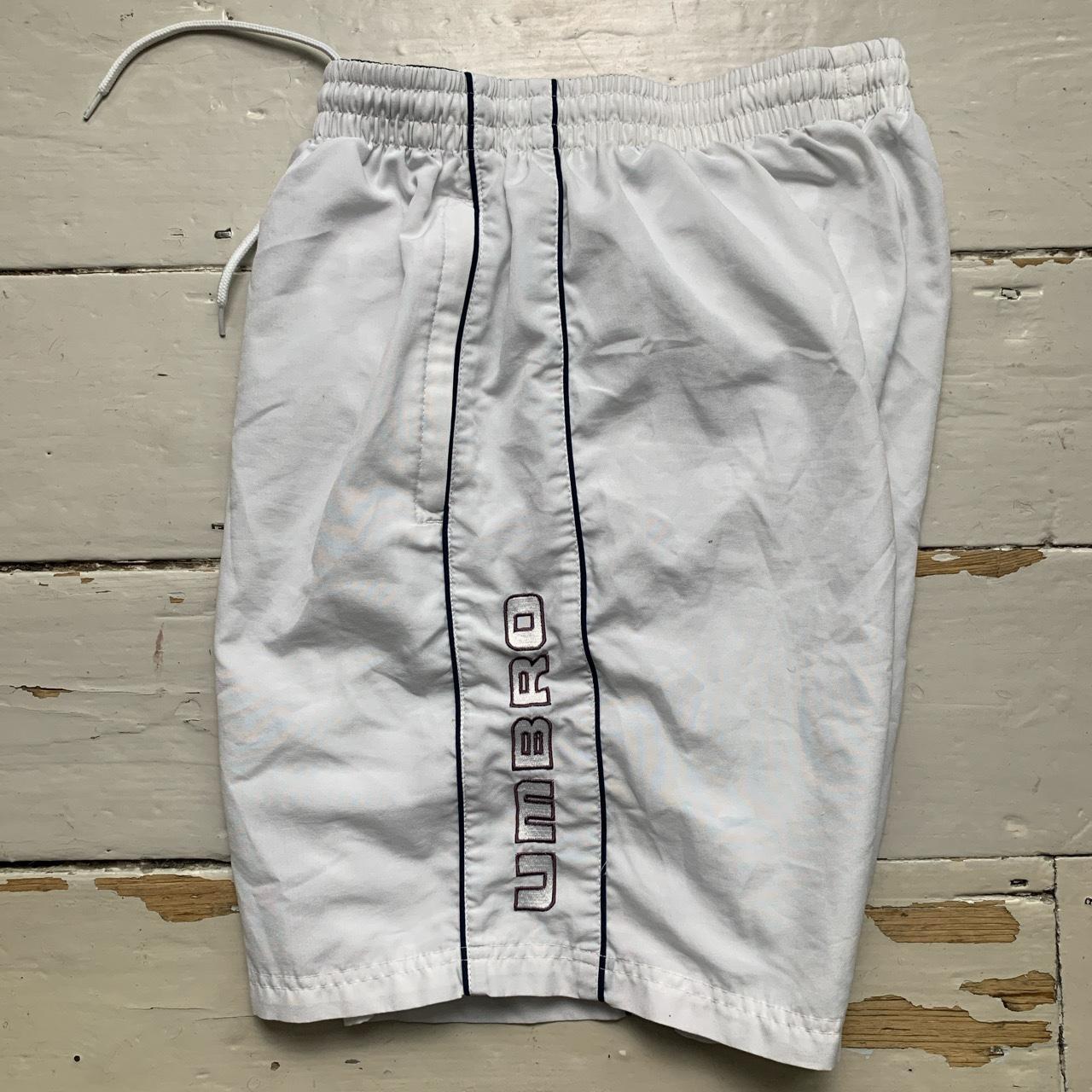 Umbro White Navy and Brown Vintage Shell Track Pant Shorts