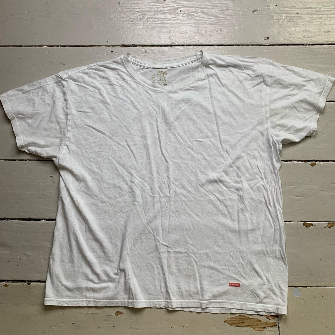 Supreme Hanes White and Red Box Logo T Shirt