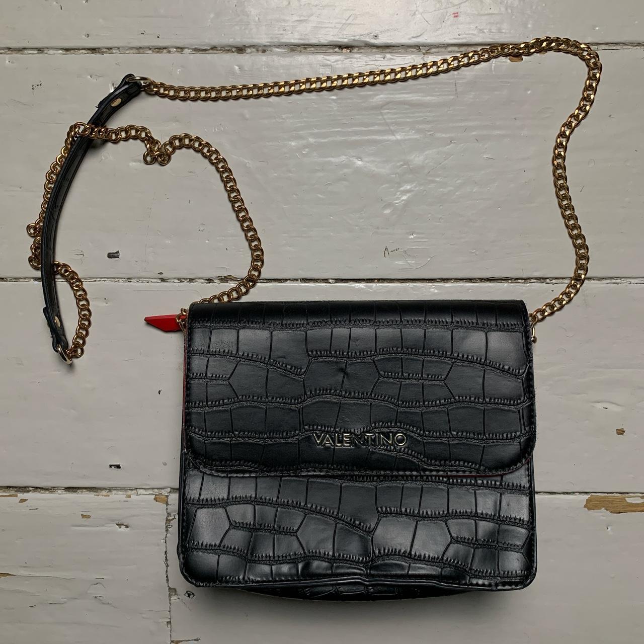 Valentino Red Chain Strap Crocodile Bag