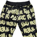 B Side London Graffiti Black and Green All Over Print Joggers (M)