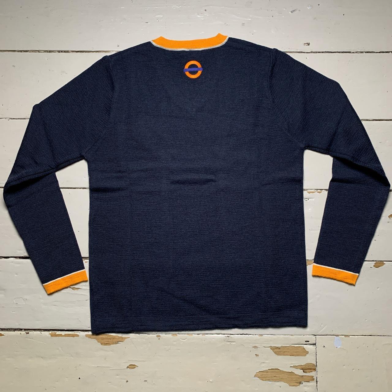 London Underground Overground Navy and Orange V Neck Jumper