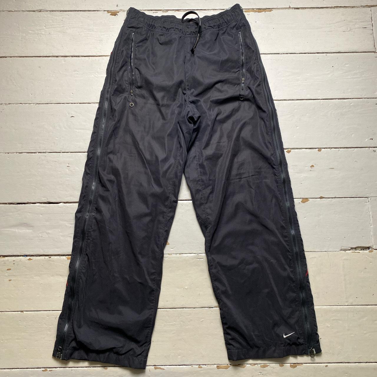 Nike Swoosh Dri Fit Vintage Baggy Battlegrounds Basketball Shell Trackpant Bottoms Black White and R