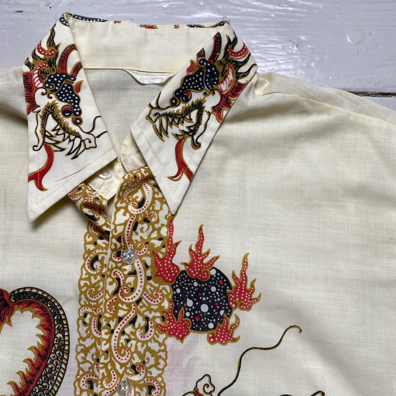 Dragon Cream Red and Yellow Silk Y2k 90’s Shirt